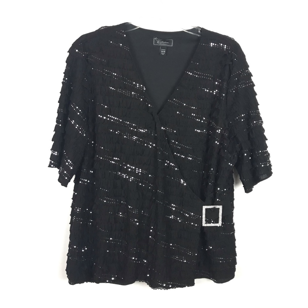 Collection Dressbarn Black Sparkly Formal Blouse